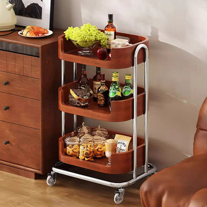 Contemporary Retro Rectangular Composite Board Plywood Carbon Steel Movable End Table 2/3-Tier For Living Room