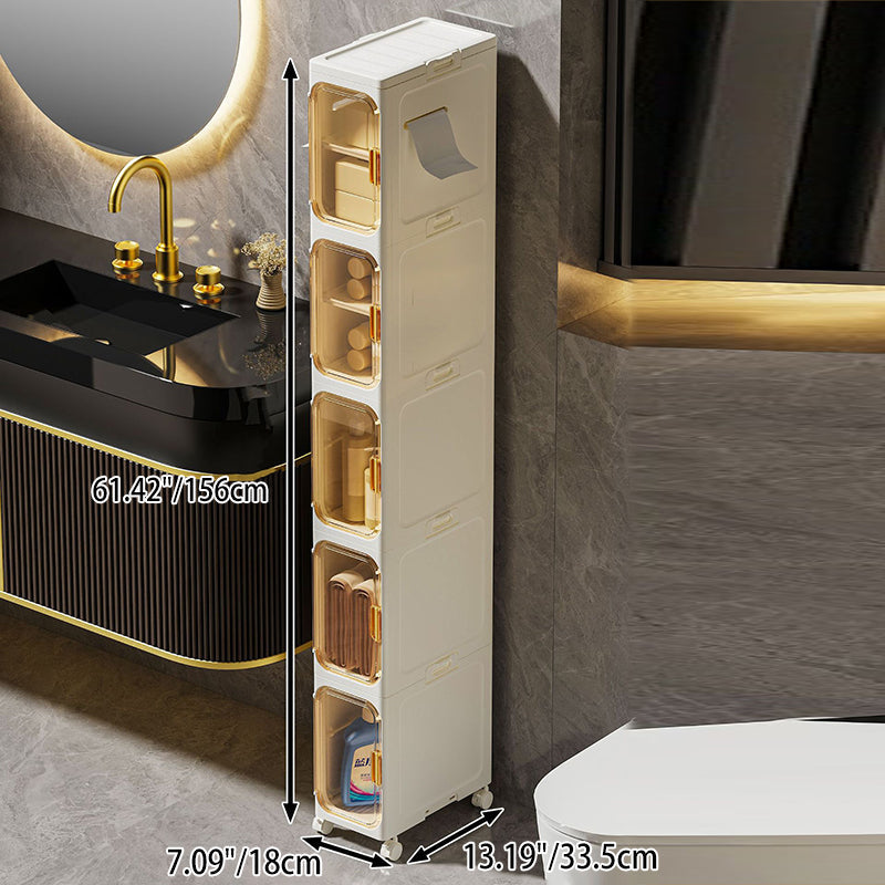 Modern Minimalist Rectangular PP PET Iron Movable Storage Cabinet 1/2/3/4/5-Tier For Living Room & Bathroom