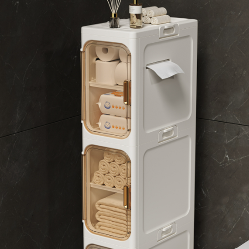 Modern Minimalist Rectangular PP PET Iron Movable Storage Cabinet 1/2/3/4/5-Tier For Living Room & Bathroom