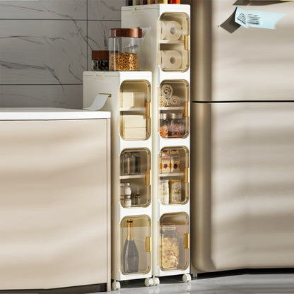 Modern Minimalist Rectangular PP PET Iron Movable Storage Cabinet 1/2/3/4/5-Tier For Living Room & Bathroom