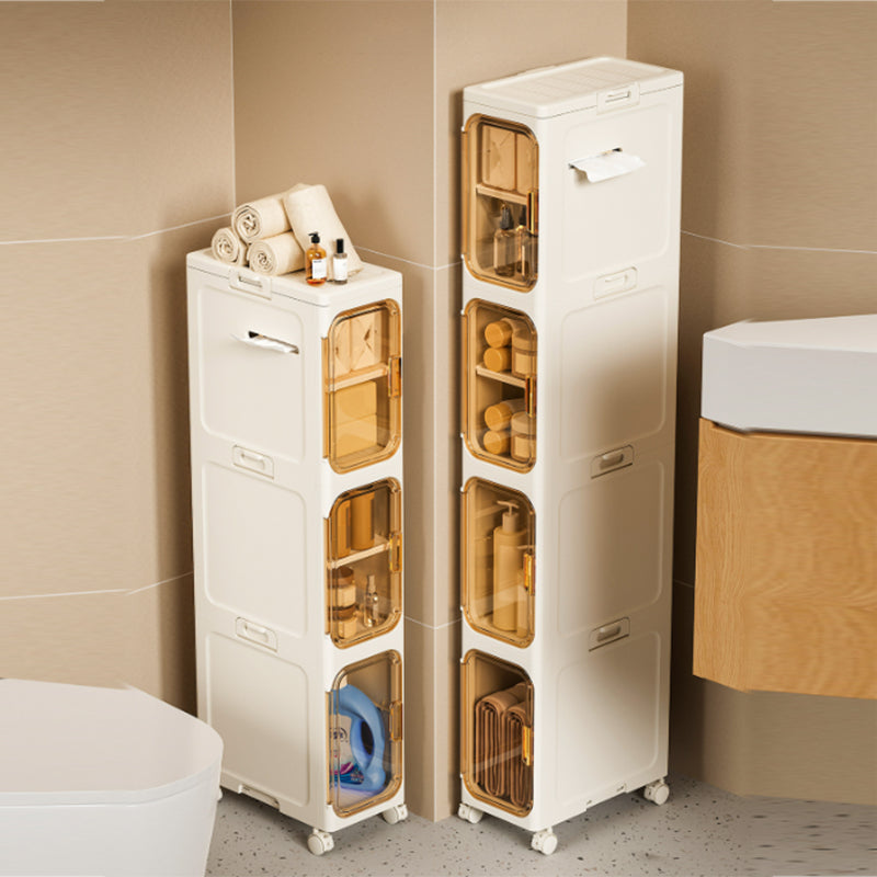Modern Minimalist Rectangular PP PET Iron Movable Storage Cabinet 1/2/3/4/5-Tier For Living Room & Bathroom
