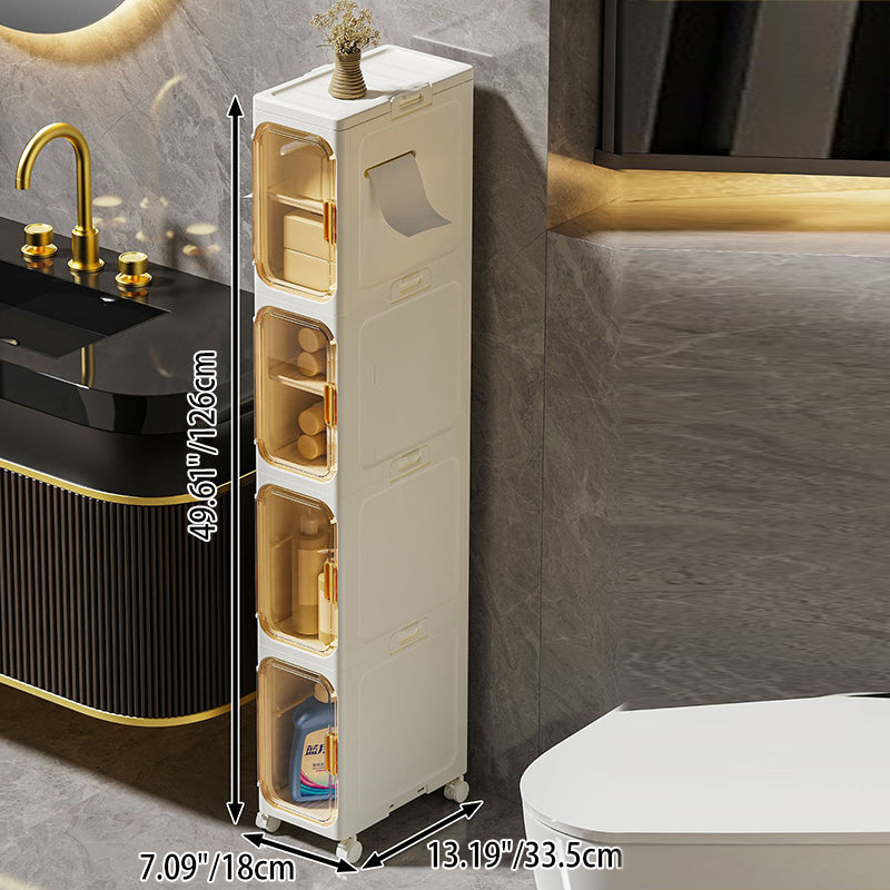 Modern Minimalist Rectangular PP PET Iron Movable Storage Cabinet 1/2/3/4/5-Tier For Living Room & Bathroom