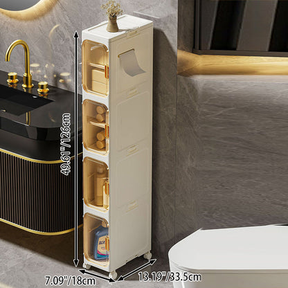 Modern Minimalist Rectangular PP PET Iron Movable Storage Cabinet 1/2/3/4/5-Tier For Living Room & Bathroom