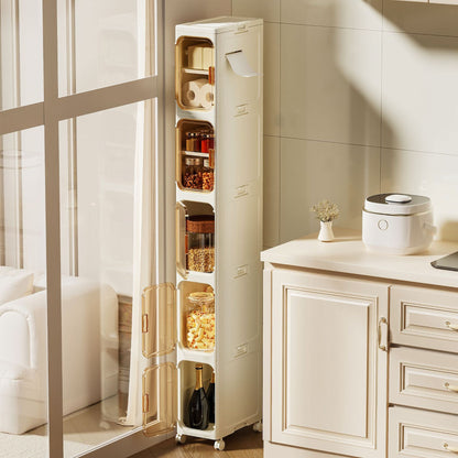 Modern Minimalist Rectangular PP PET Iron Movable Storage Cabinet 1/2/3/4/5-Tier For Living Room & Bathroom