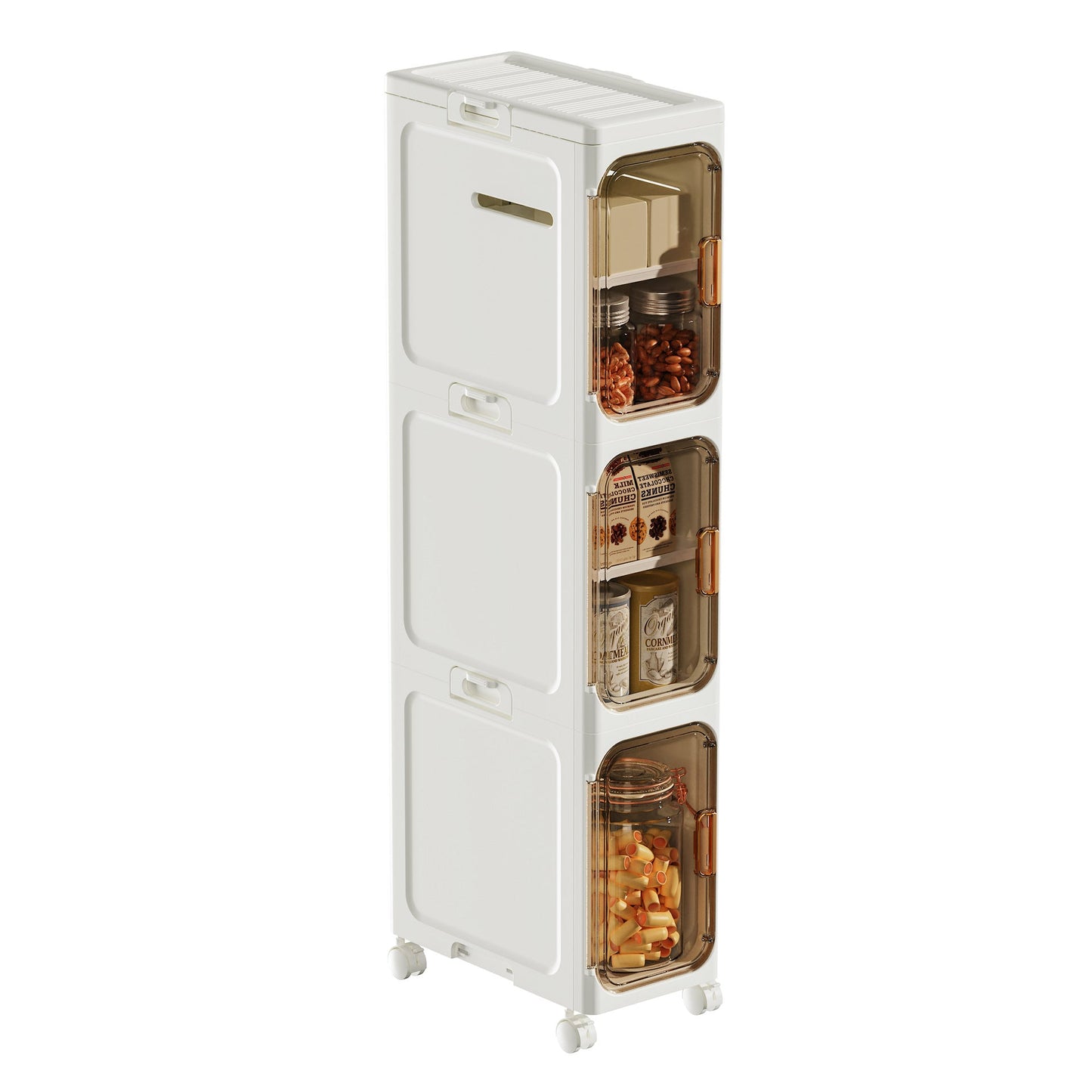 Modern Minimalist Rectangular PP PET Iron Movable Storage Cabinet 1/2/3/4/5-Tier For Living Room & Bathroom