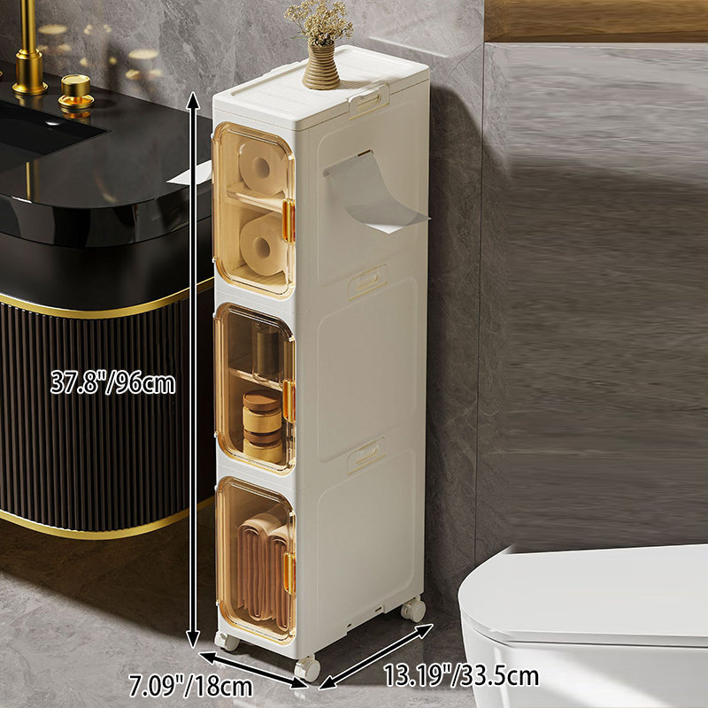 Modern Minimalist Rectangular PP PET Iron Movable Storage Cabinet 1/2/3/4/5-Tier For Living Room & Bathroom