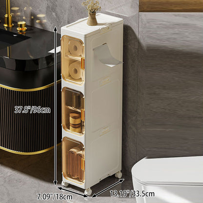 Modern Minimalist Rectangular PP PET Iron Movable Storage Cabinet 1/2/3/4/5-Tier For Living Room & Bathroom