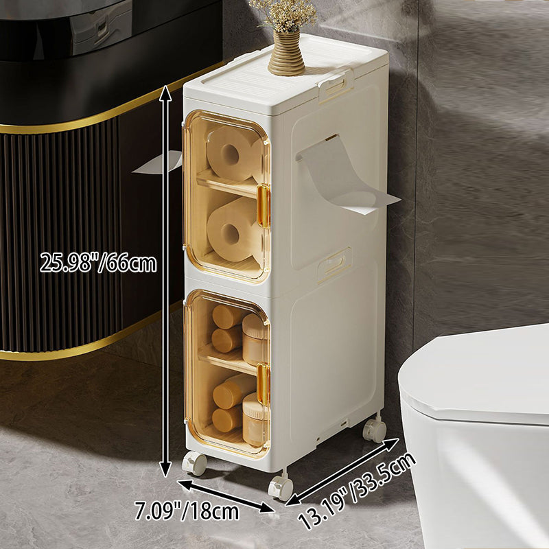 Modern Minimalist Rectangular PP PET Iron Movable Storage Cabinet 1/2/3/4/5-Tier For Living Room & Bathroom