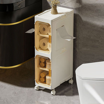 Modern Minimalist Rectangular PP PET Iron Movable Storage Cabinet 1/2/3/4/5-Tier For Living Room & Bathroom