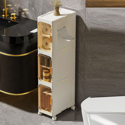 Modern Minimalist Rectangular PP PET Iron Movable Storage Cabinet 1/2/3/4/5-Tier For Living Room & Bathroom