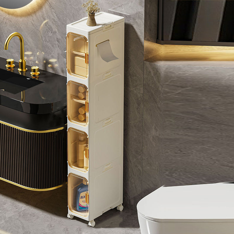 Modern Minimalist Rectangular PP PET Iron Movable Storage Cabinet 1/2/3/4/5-Tier For Living Room & Bathroom