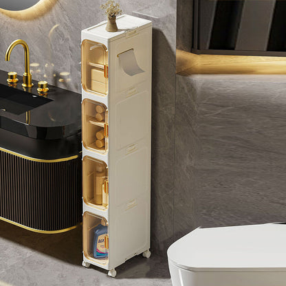 Modern Minimalist Rectangular PP PET Iron Movable Storage Cabinet 1/2/3/4/5-Tier For Living Room & Bathroom