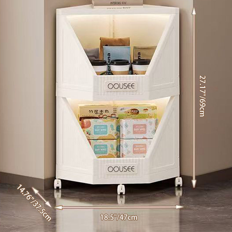 Modern Minimalist Square PP Movable Stackable Corner Shelf Unit 2/3/4-Tier For Living Room