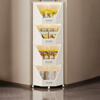 Modern Minimalist Square PP Movable Stackable Corner Shelf Unit 2/3/4-Tier For Living Room
