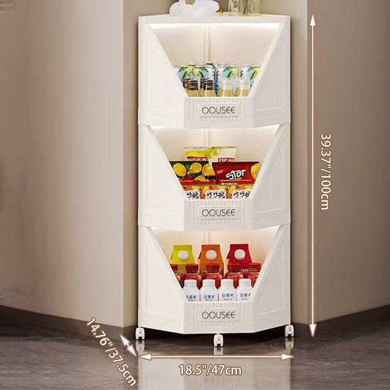 Modern Minimalist Square PP Movable Stackable Corner Shelf Unit 2/3/4-Tier For Living Room