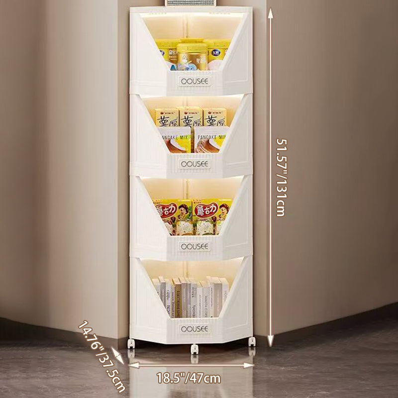 Modern Minimalist Square PP Movable Stackable Corner Shelf Unit 2/3/4-Tier For Living Room
