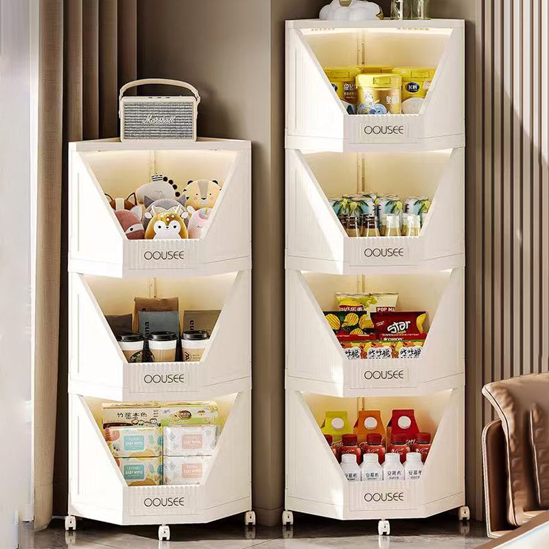 Modern Minimalist Square PP Movable Stackable Corner Shelf Unit 2/3/4-Tier For Living Room