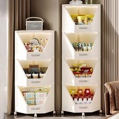 Modern Minimalist Square PP Movable Stackable Corner Shelf Unit 2/3/4-Tier For Living Room