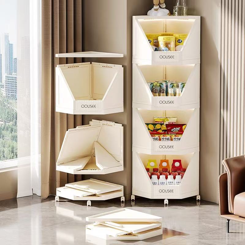 Modern Minimalist Square PP Movable Stackable Corner Shelf Unit 2/3/4-Tier For Living Room