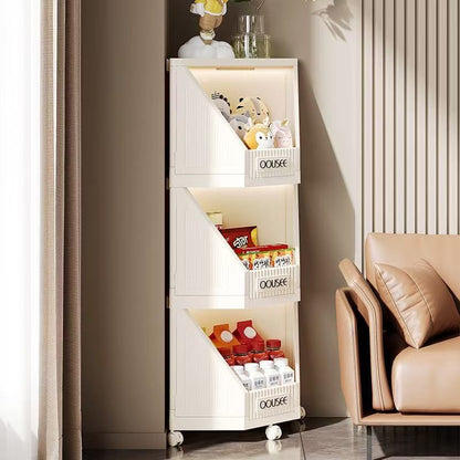 Modern Minimalist Square PP Movable Stackable Corner Shelf Unit 2/3/4-Tier For Living Room