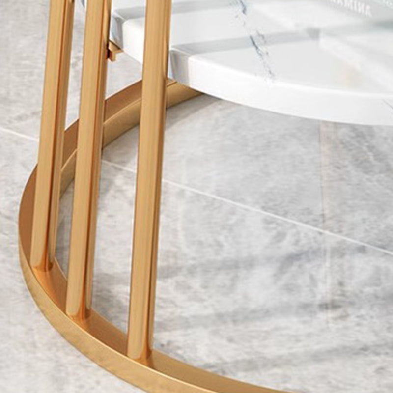 Contemporary Luxury Round MDF Iron End Table 2-Tier For Living Room