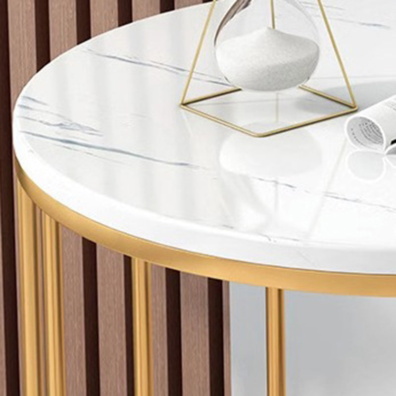 Contemporary Luxury Round MDF Iron End Table 2-Tier For Living Room