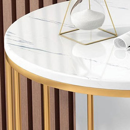 Contemporary Luxury Round MDF Iron End Table 2-Tier For Living Room