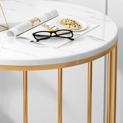 Contemporary Luxury Round MDF Iron End Table 2-Tier For Living Room