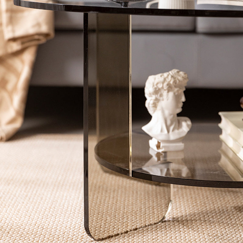Modern Minimalist Round Acrylic Coffee Table 2-Tier For Living Room