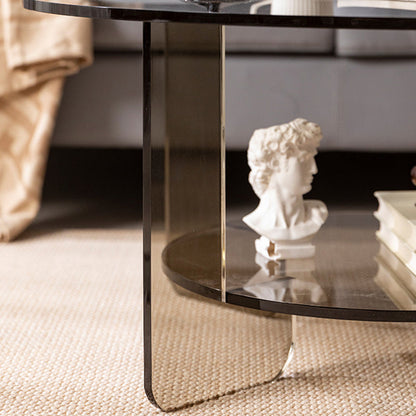Modern Minimalist Round Acrylic Coffee Table 2-Tier For Living Room