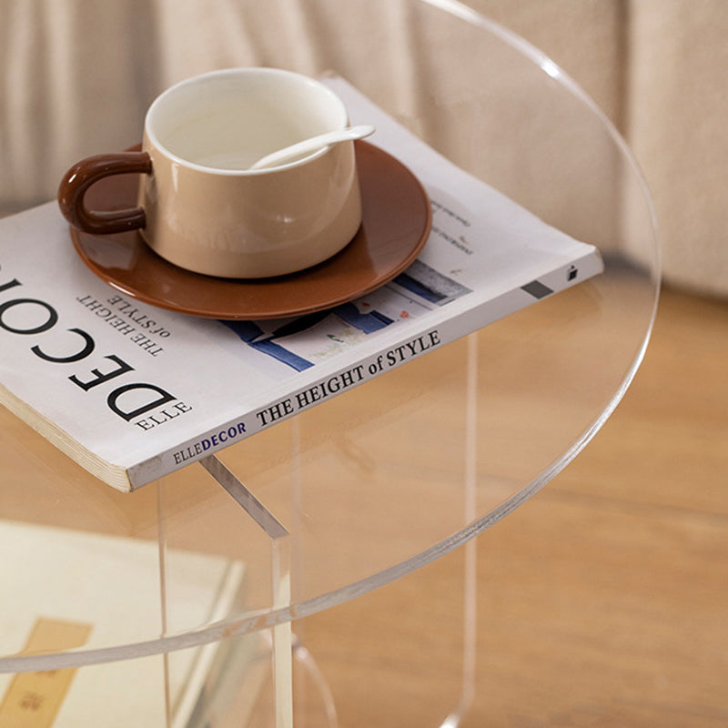 Modern Minimalist Round Acrylic Coffee Table 2-Tier For Living Room