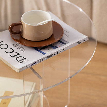 Modern Minimalist Round Acrylic Coffee Table 2-Tier For Living Room