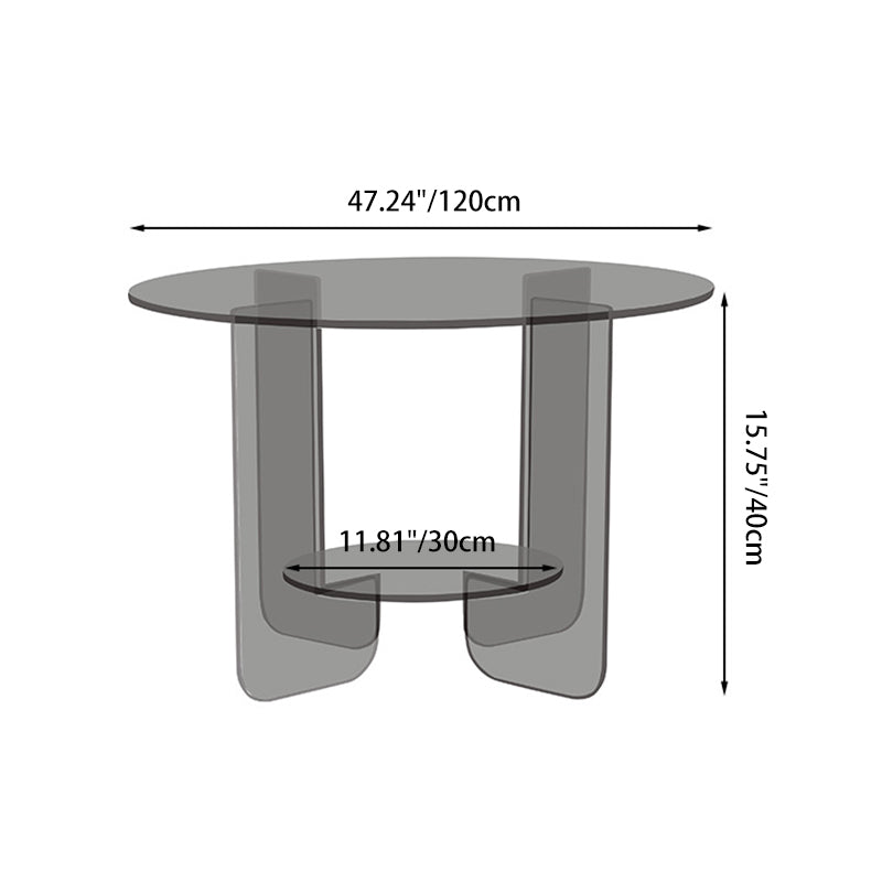 Modern Minimalist Round Acrylic Coffee Table 2-Tier For Living Room