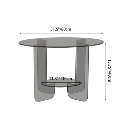 Modern Minimalist Round Acrylic Coffee Table 2-Tier For Living Room