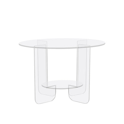 Modern Minimalist Round Acrylic Coffee Table 2-Tier For Living Room