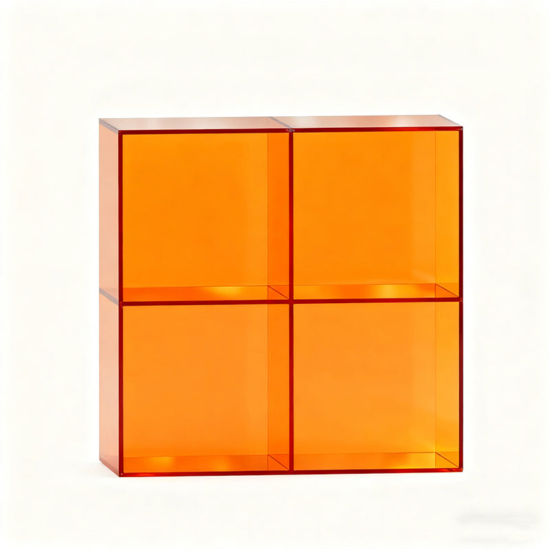Modern Minimalist Square Rectangular Acrylic Stackable Display Rack 4-Cabinet For Living Room