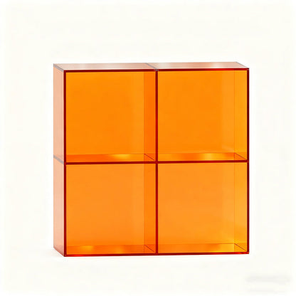 Modern Minimalist Square Rectangular Acrylic Stackable Display Rack 4-Cabinet For Living Room