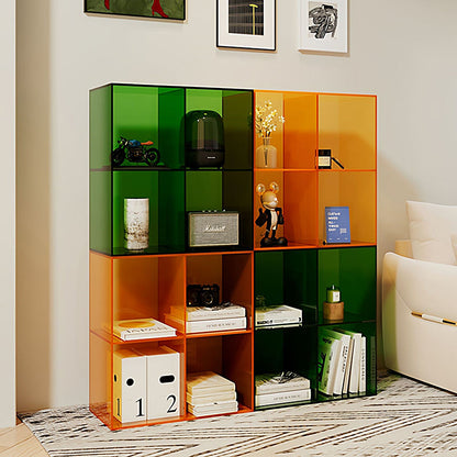 Modern Minimalist Square Rectangular Acrylic Stackable Display Rack 4-Cabinet For Living Room