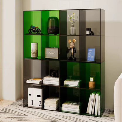 Modern Minimalist Square Rectangular Acrylic Stackable Display Rack 4-Cabinet For Living Room