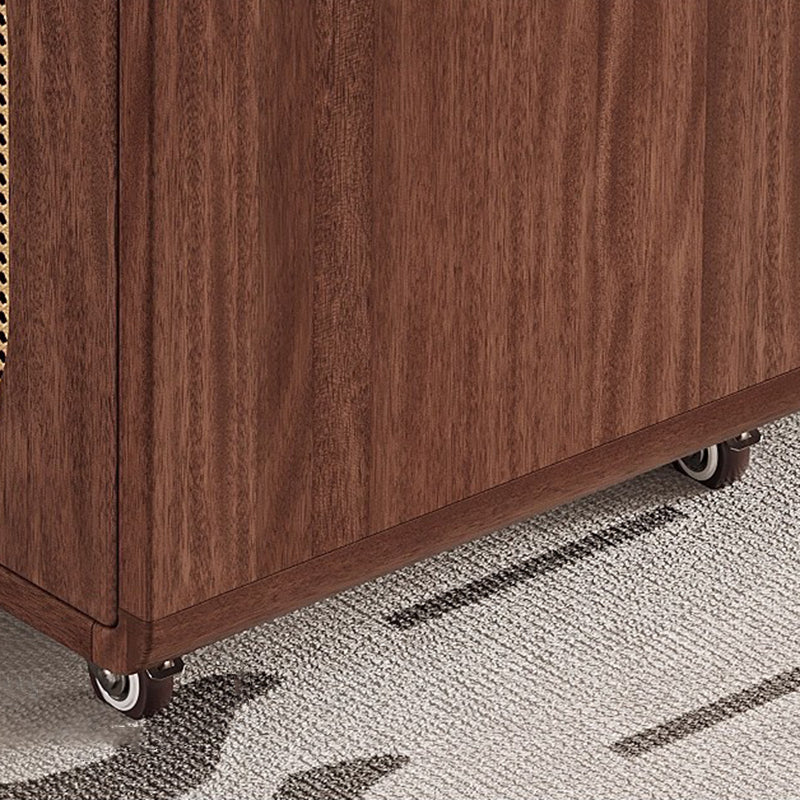 Modern Mid-century Square Rectangular Rubberwood Solid Wood Plywood Plastic Rattan Glass Foldable Movable Weaving Coffee Table 2-Tier For Living Room