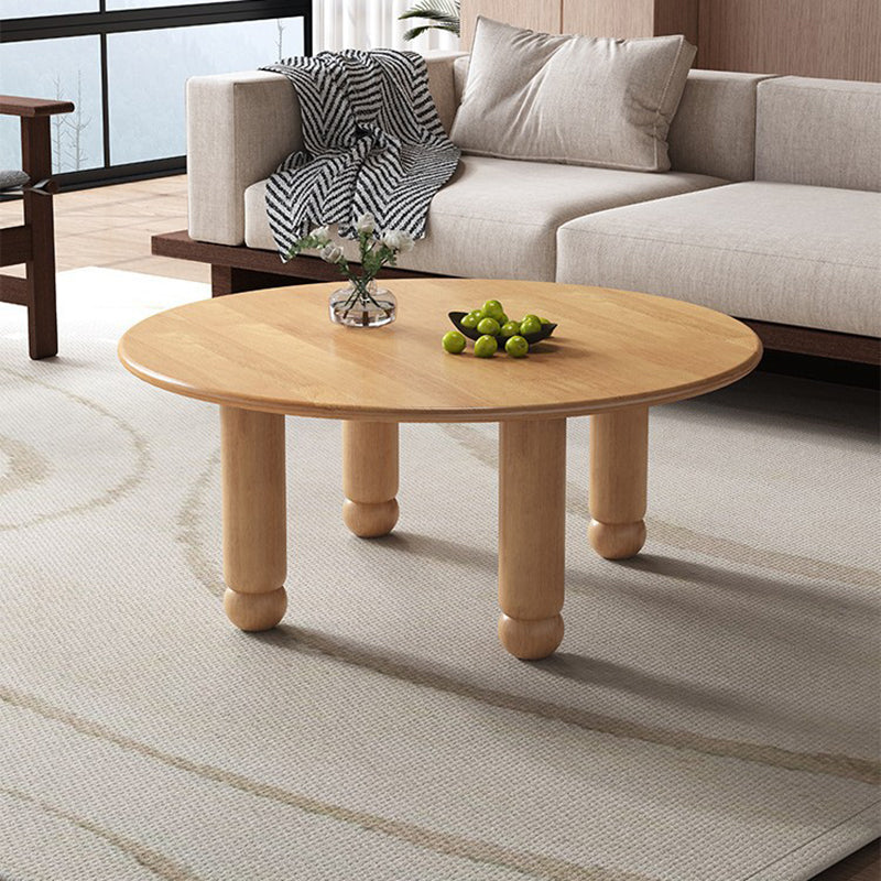 Contemporary Retro Round Rubberwood Coffee Table For Living Room