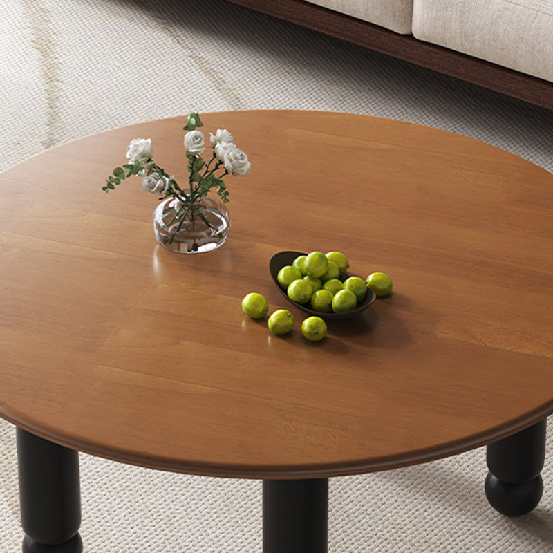 Contemporary Retro Round Rubberwood Coffee Table For Living Room