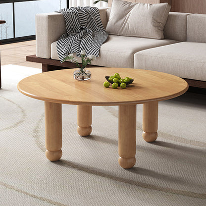 Contemporary Retro Round Rubberwood Coffee Table For Living Room