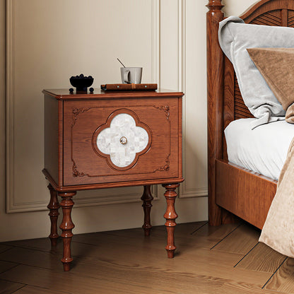 Traditional French Square Ash Wood Solid Wood Plywood Pine Wood Nightstand 1-Drawer For Bedroom