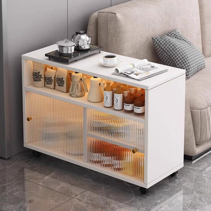 Modern Minimalist Rectangular MDF Acrylic Movable End Table 2-Tier For Living Room