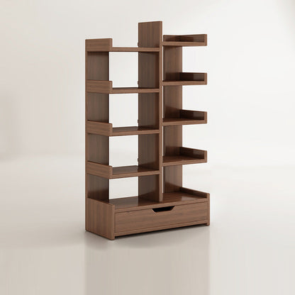 Modern Minimalist Rectangular Solid Wood Eco Board Bookshelf 9-Tier For Living Room