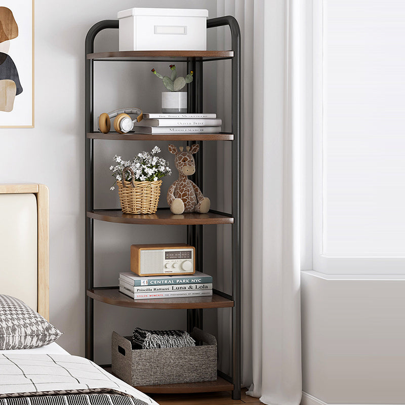 Modern Minimalist Fan-shaped MDF Steel Corner Shelf Unit 5-Tier For Living Room