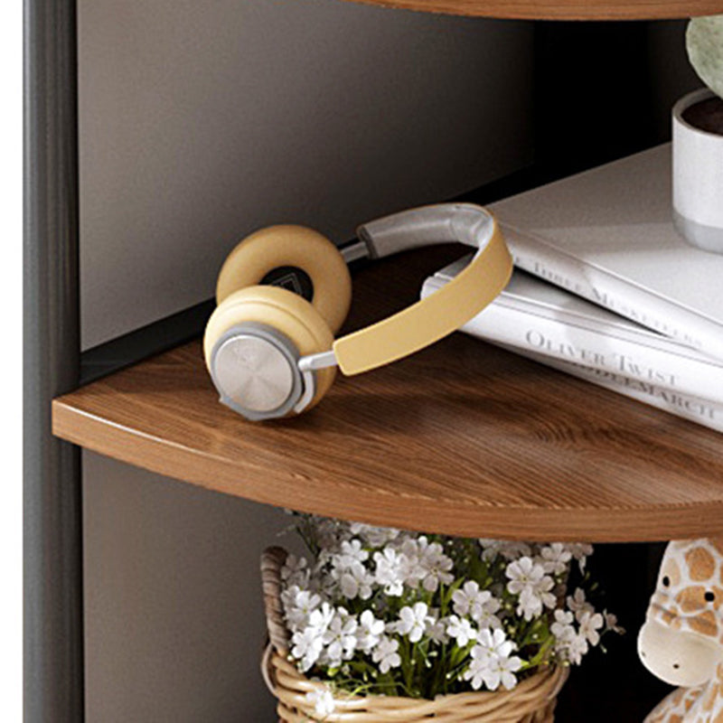 Modern Minimalist Fan-shaped MDF Steel Corner Shelf Unit 5-Tier For Living Room