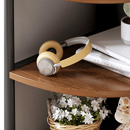 Modern Minimalist Fan-shaped MDF Steel Corner Shelf Unit 5-Tier For Living Room