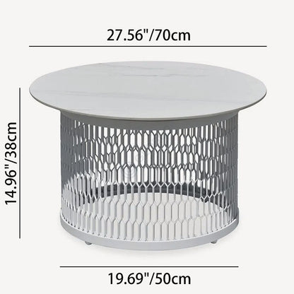 Waterproof Industrial Honeycomb Hollow Outdoor Coffee Table - 1-Tier Durable Stoneware Top For Outdoor Patio & Garden